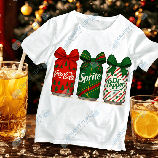 Christmas Soft Drink Can DTF Transfer – Festive Soda Design for Holiday Apparel