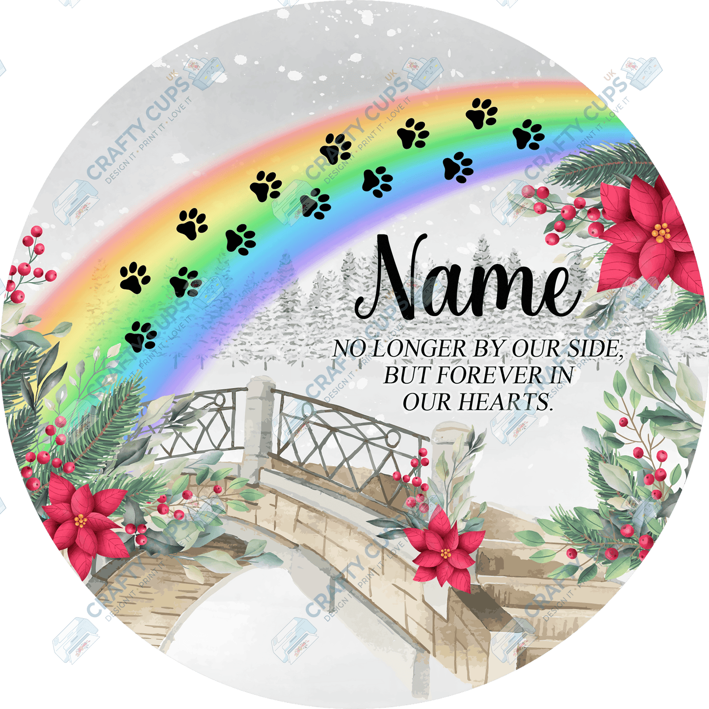 Custom Round Pet Memorial Christmas DTF Transfer – Personalized Name, Various Sizes
