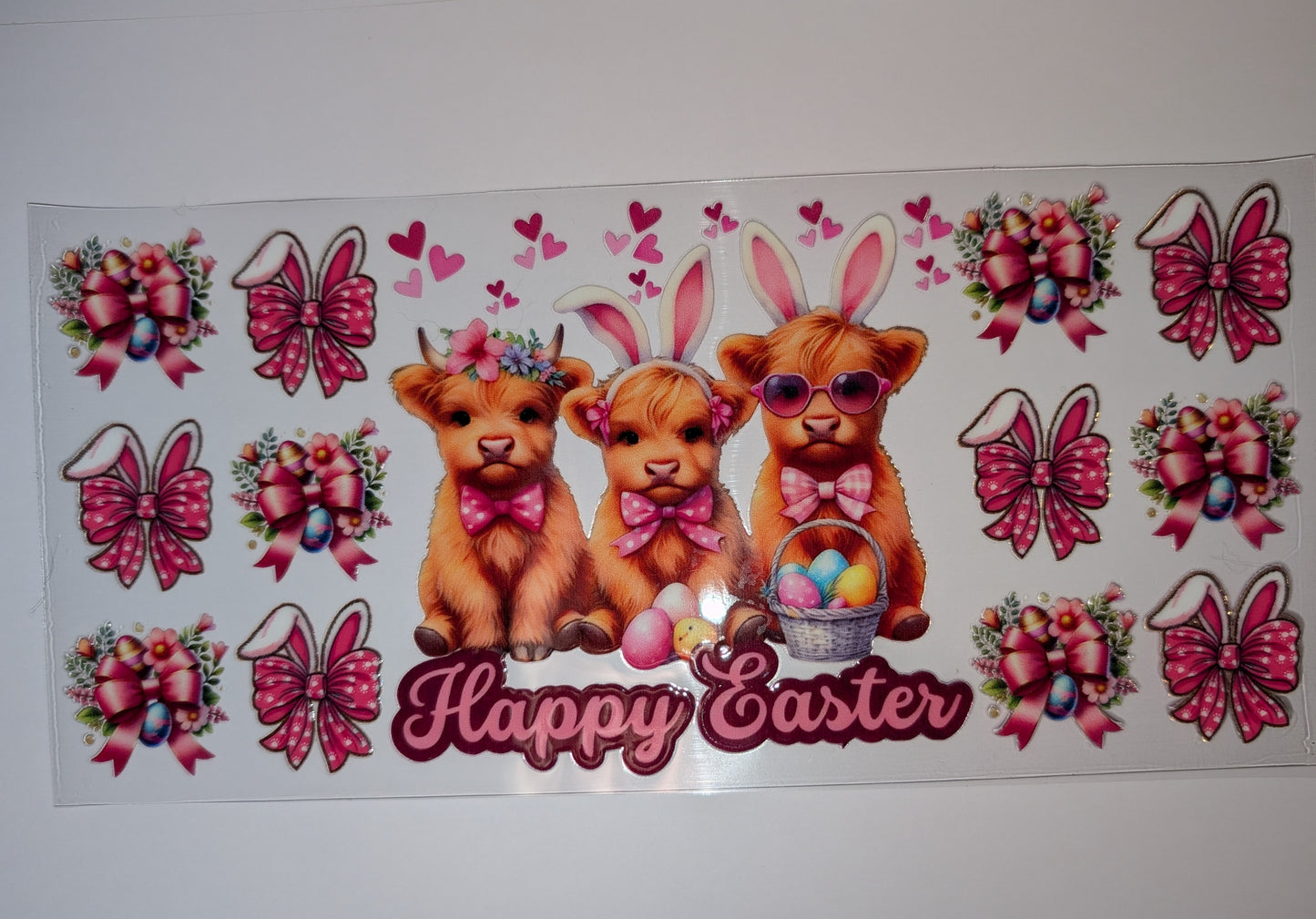 16oz Easter Double-Sided UV DTF Wrap | Bunny Spring Tumbler Decal | Glass Can Transfer 4