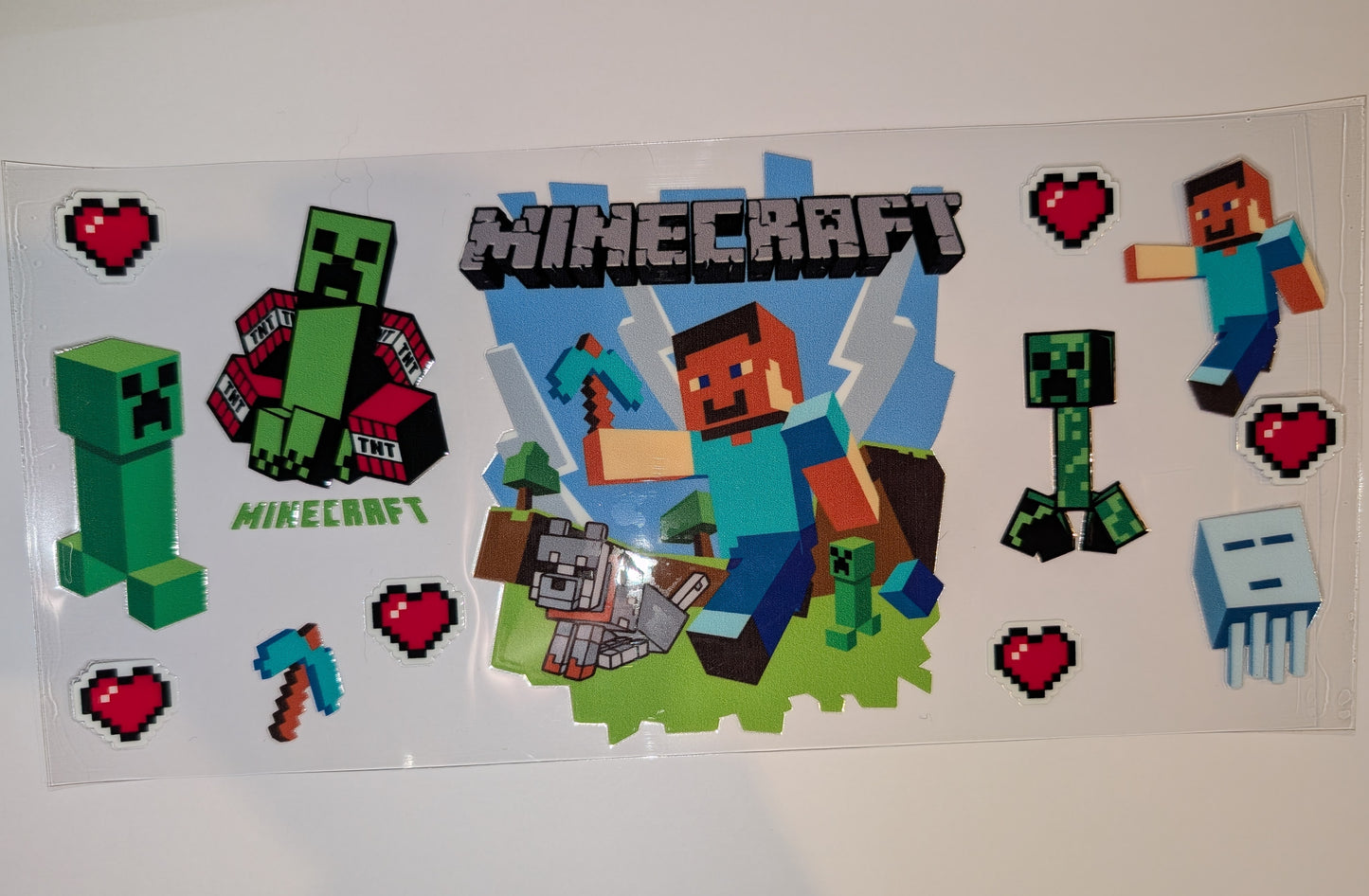 16oz Minecraft Double-Sided UV DTF Wrap | Gamer Tumbler Decal | Glass Can Transfer