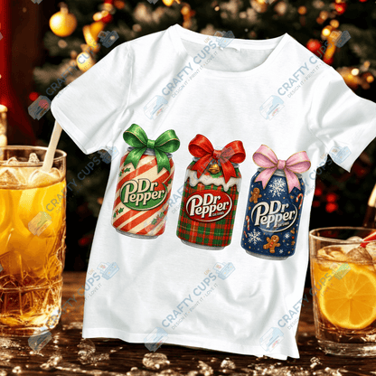 Christmas Soft Drink Can DTF Transfer – Festive Soda Design for Holiday Apparel