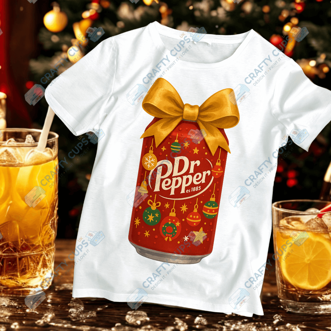 Christmas Soft Drink Can DTF Transfer – Festive Soda Design for Holiday Apparel