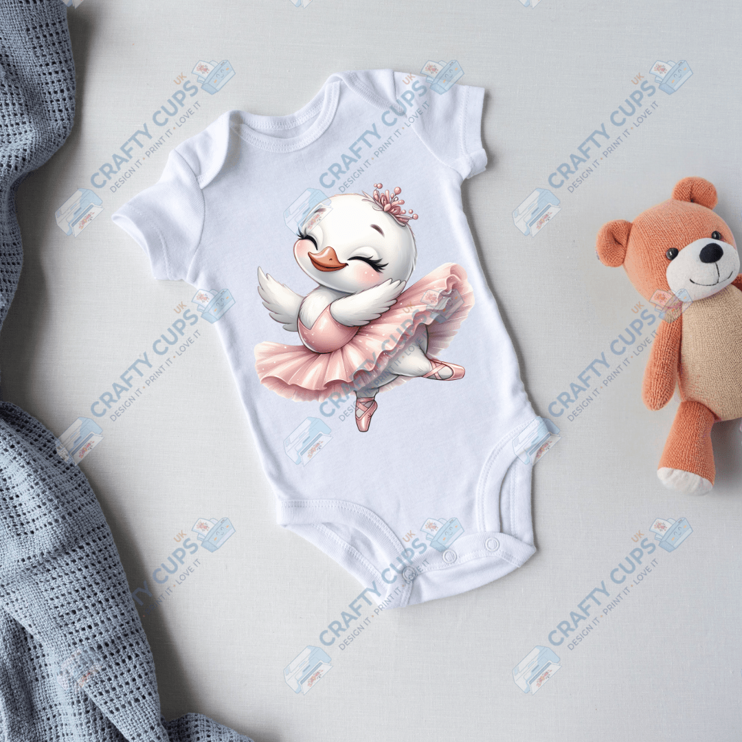 Ballerina Swan DTF Transfers – Elegant Dance Designs for Kids (4"–10")