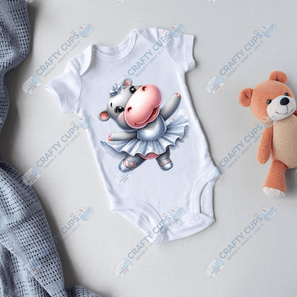 Ballerina Hippos DTF Transfers – Cute Dance Designs for Kids (4"–10")