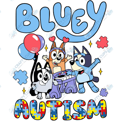 Cartoon Autism Awareness DTF Transfers – Colorful Puzzle Piece Prints for Shirts, Hoodies & Gifts
