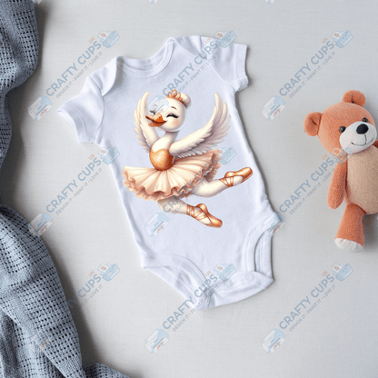 Ballerina Swan DTF Transfers – Elegant Dance Designs for Kids (4"–10")