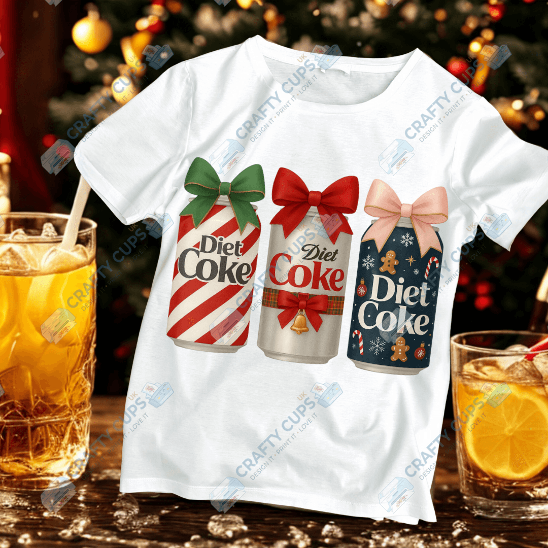 Christmas Soft Drink Can DTF Transfer – Festive Soda Design for Holiday Apparel