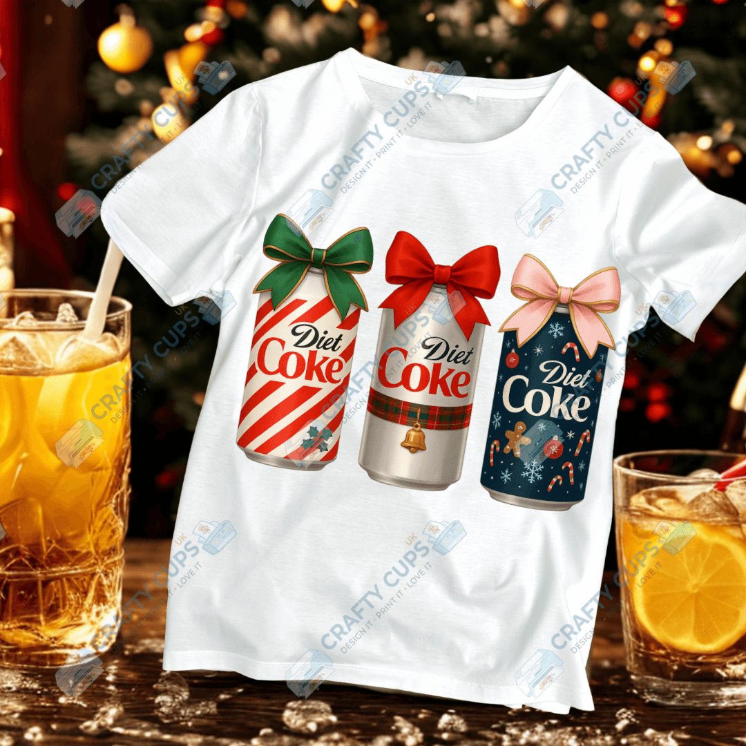 Christmas Soft Drink Can DTF Transfer – Festive Soda Design for Holiday Apparel