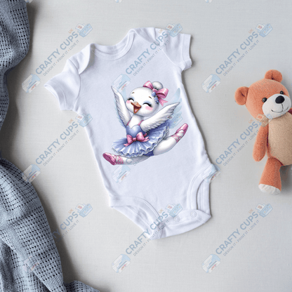 Ballerina Swan DTF Transfers – Elegant Dance Designs for Kids (4"–10")