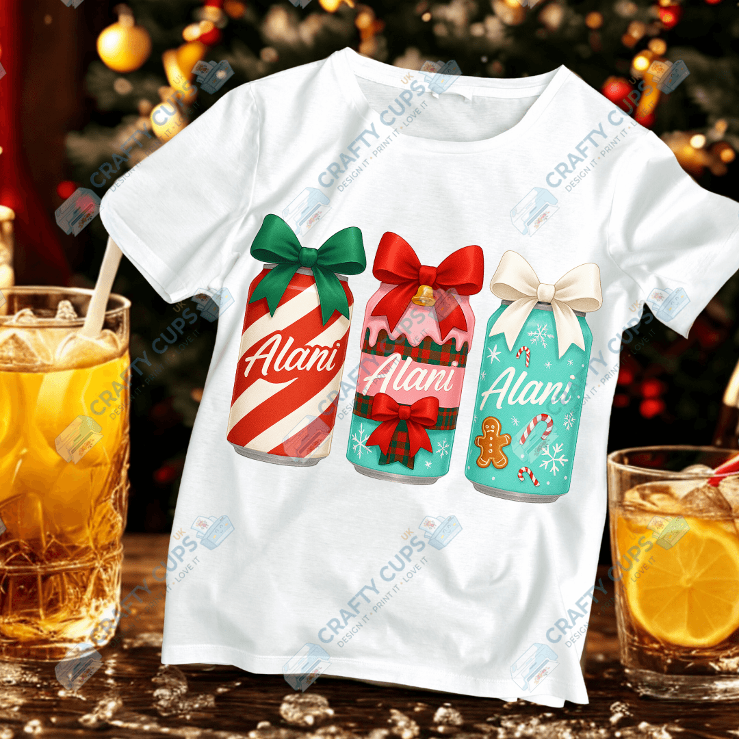 Christmas Soft Drink Can DTF Transfer – Festive Soda Design for Holiday Apparel