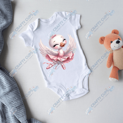 Ballerina Swan DTF Transfers – Elegant Dance Designs for Kids (4"–10")