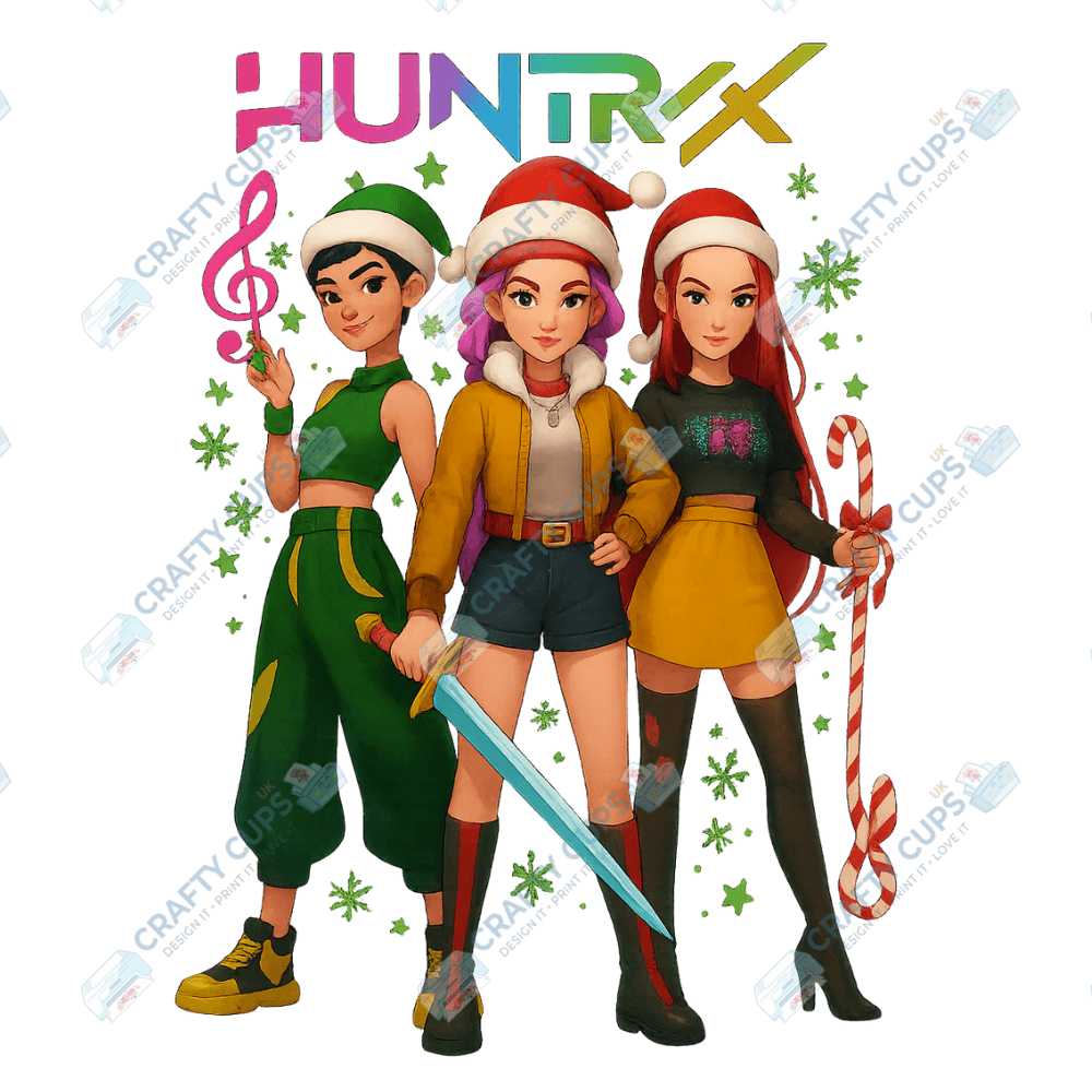 Christmas Demon Hunters DTF Transfer – Festive Anime Style, Various Sizes & Designs, Heat Press Ready