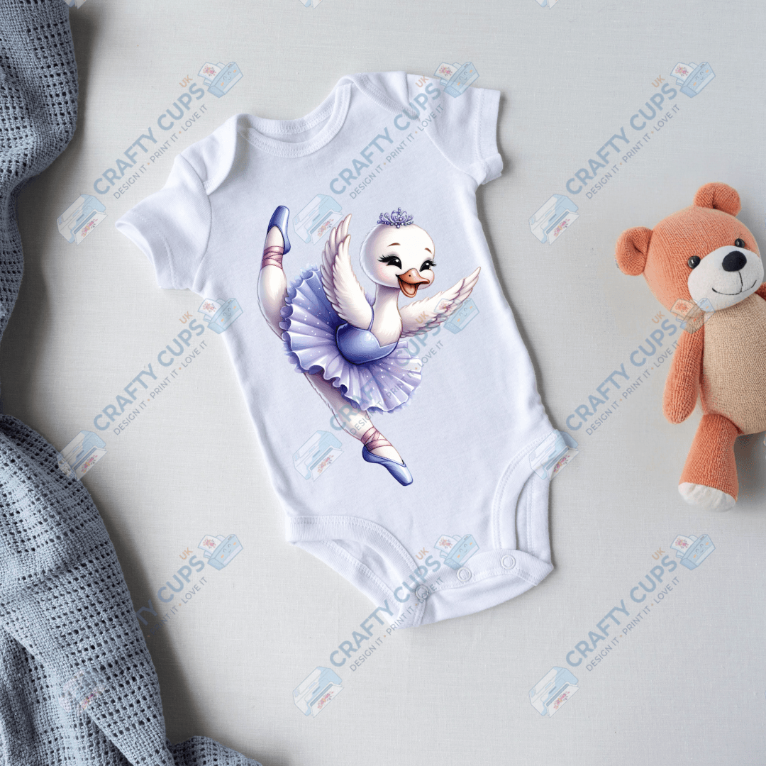 Ballerina Swan DTF Transfers – Elegant Dance Designs for Kids (4"–10")