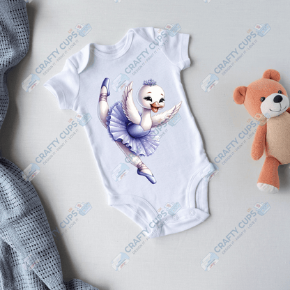 Ballerina Swan DTF Transfers – Elegant Dance Designs for Kids (4"–10")