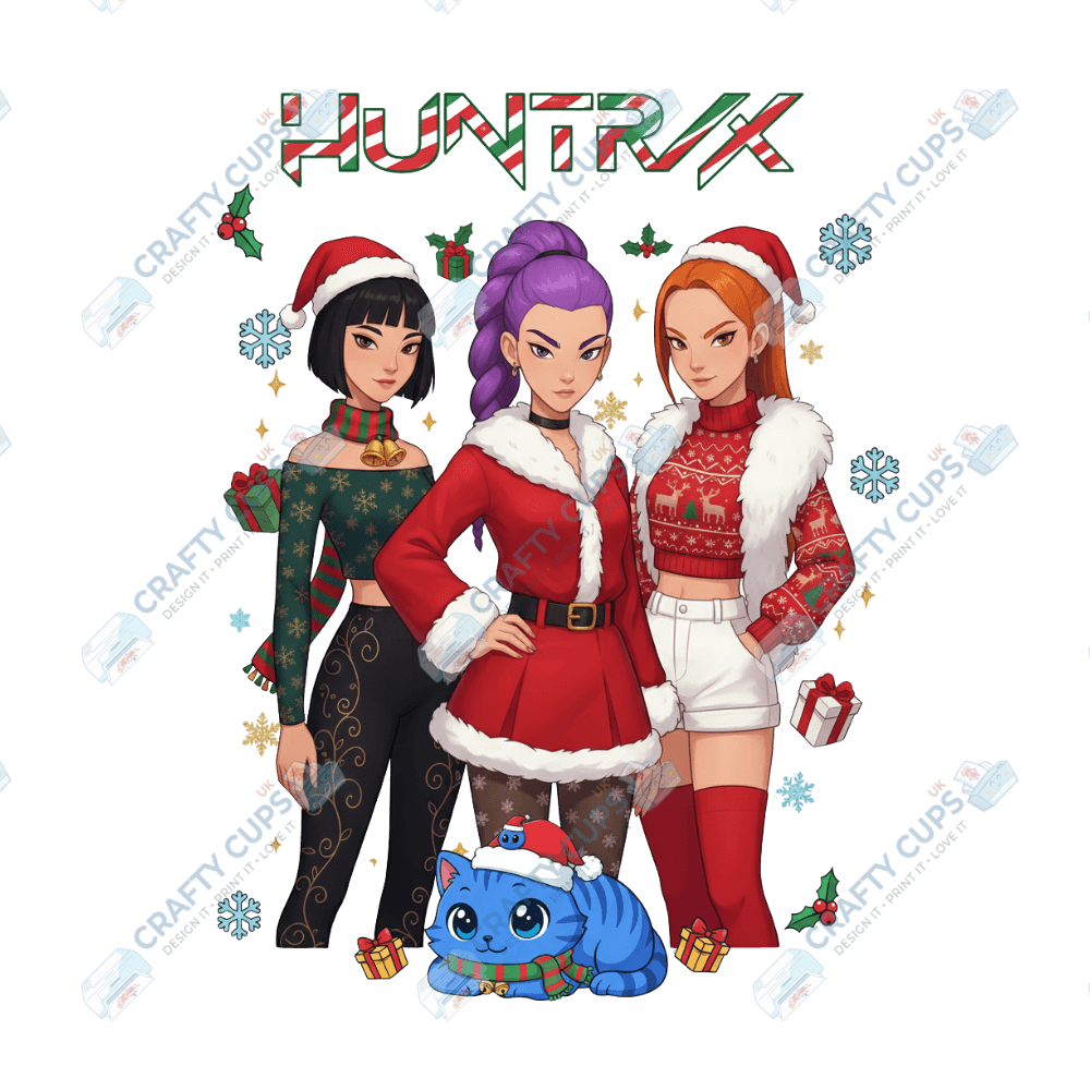 Christmas Demon Hunters DTF Transfer – Festive Anime Style, Various Sizes & Designs, Heat Press Ready