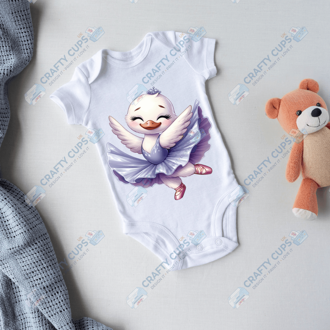 Ballerina Swan DTF Transfers – Elegant Dance Designs for Kids (4"–10")