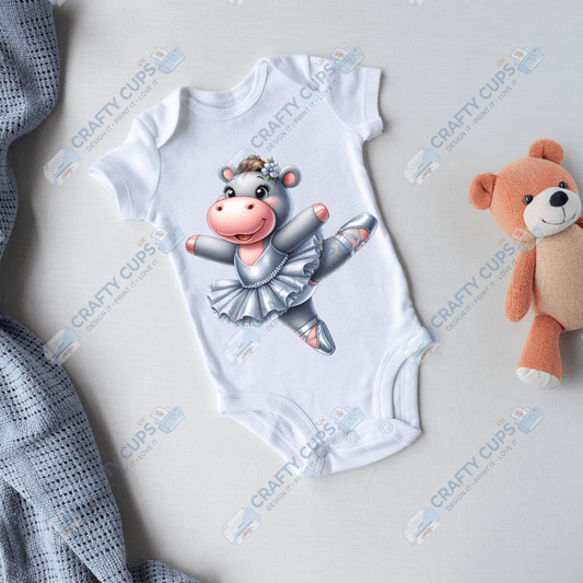Ballerina Hippos DTF Transfers – Cute Dance Designs for Kids (4"–10")