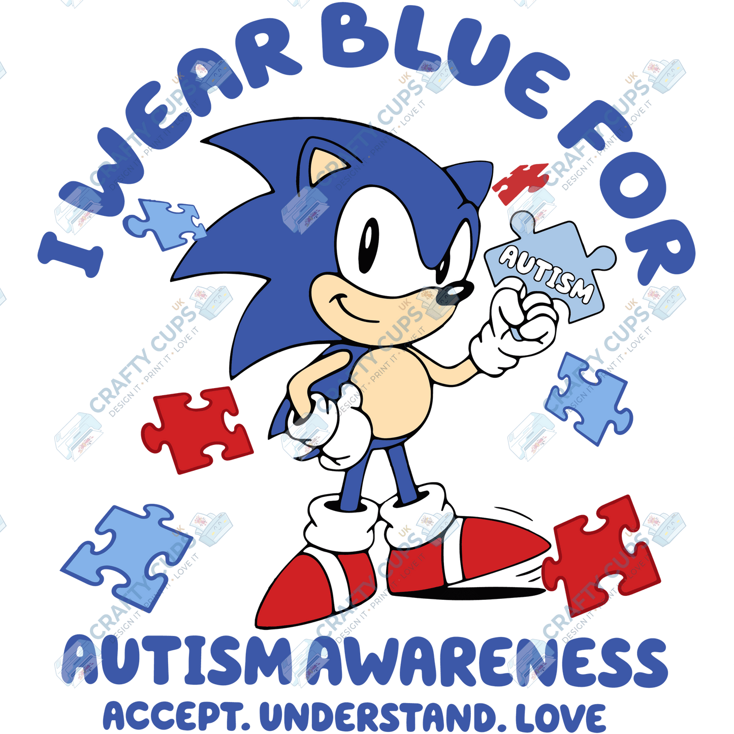 Cartoon Autism Awareness DTF Transfers – Colorful Puzzle Piece Prints for Shirts, Hoodies & Gifts