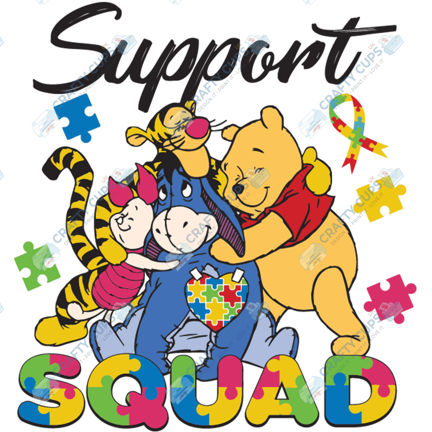 Cartoon Autism Awareness DTF Transfers – Colorful Puzzle Piece Prints for Shirts, Hoodies & Gifts
