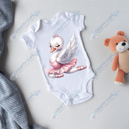 Ballerina Swan DTF Transfers – Elegant Dance Designs for Kids (4"–10")