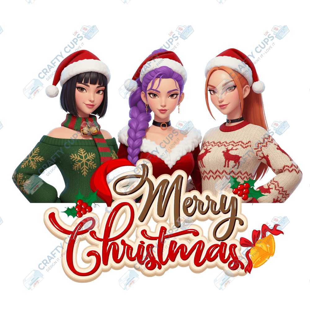 Christmas Demon Hunters DTF Transfer – Festive Anime Style, Various Sizes & Designs, Heat Press Ready