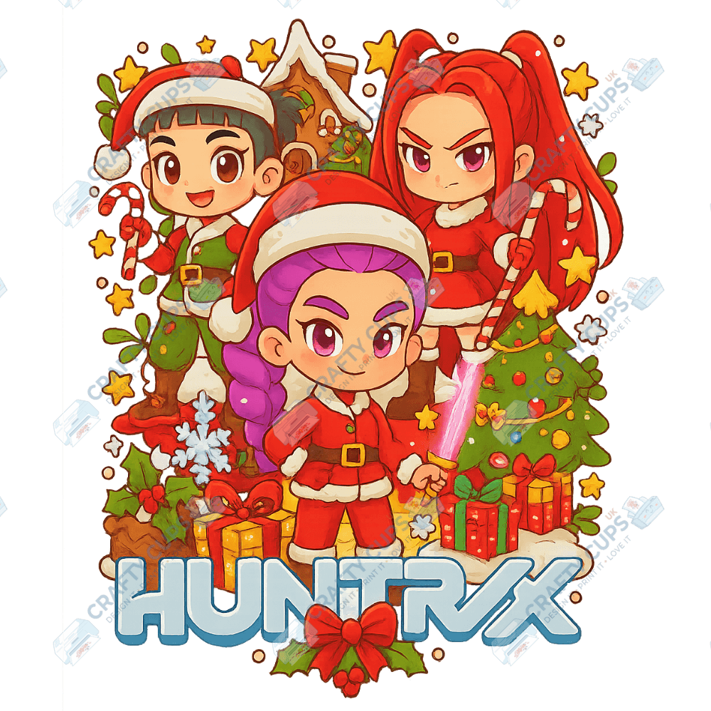 Christmas Demon Hunters DTF Transfer – Festive Anime Style, Various Sizes & Designs, Heat Press Ready