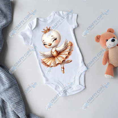 Ballerina Swan DTF Transfers – Elegant Dance Designs for Kids (4"–10")