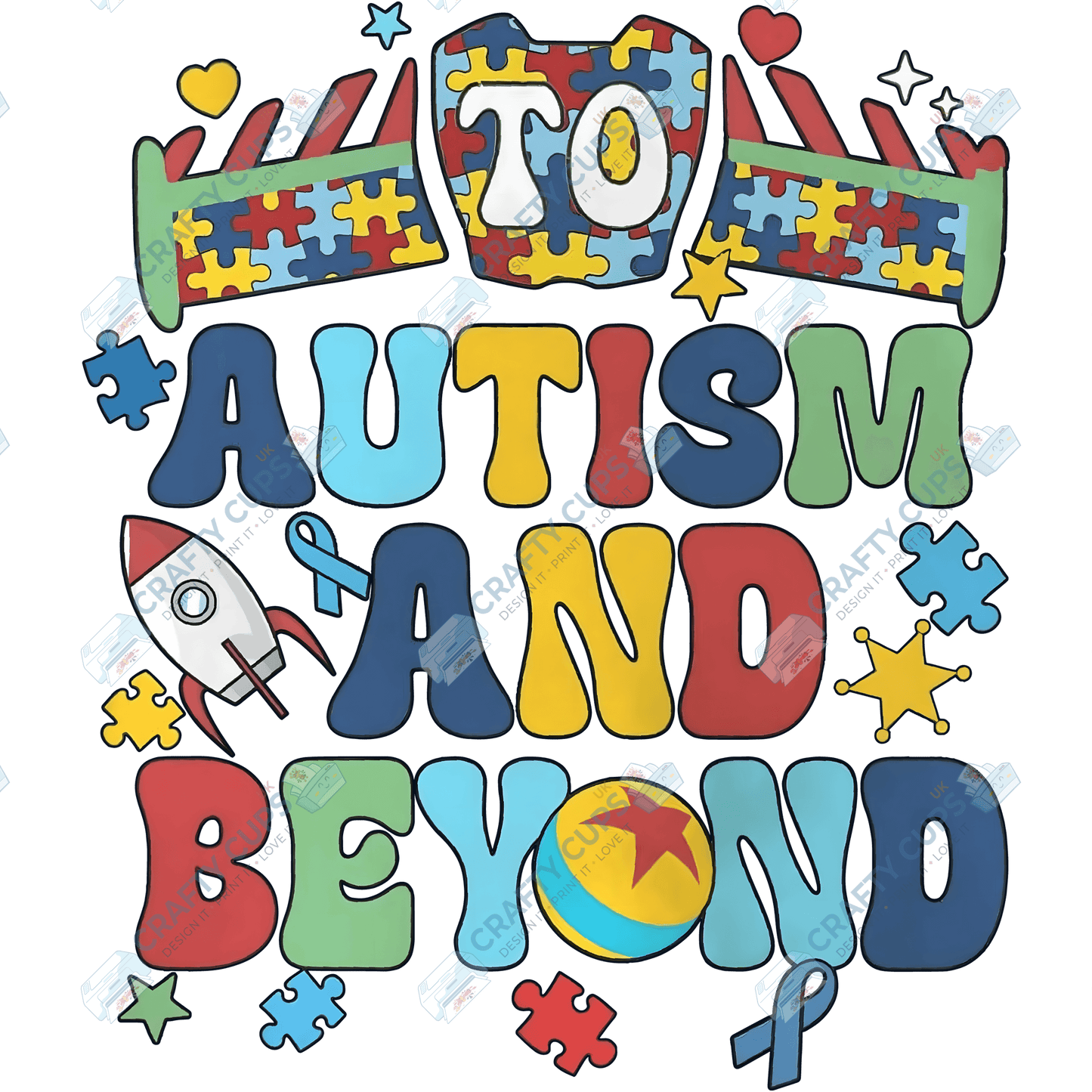 Cartoon Autism Awareness DTF Transfers – Colorful Puzzle Piece Prints for Shirts, Hoodies & Gifts