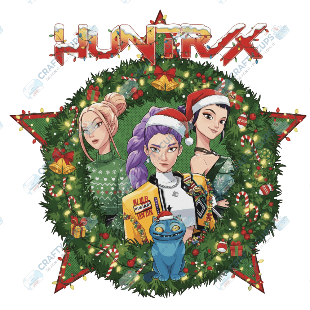 Christmas Demon Hunters DTF Transfer – Festive Anime Style, Various Sizes & Designs, Heat Press Ready