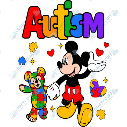 Cartoon Autism Awareness DTF Transfers – Colorful Puzzle Piece Prints for Shirts, Hoodies & Gifts