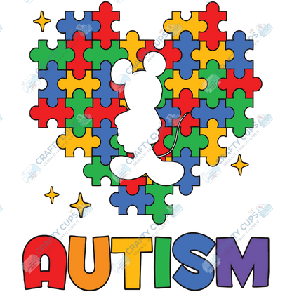 Cartoon Autism Awareness DTF Transfers – Colorful Puzzle Piece Prints for Shirts, Hoodies & Gifts