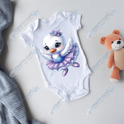 Ballerina Swan DTF Transfers – Elegant Dance Designs for Kids (4"–10")