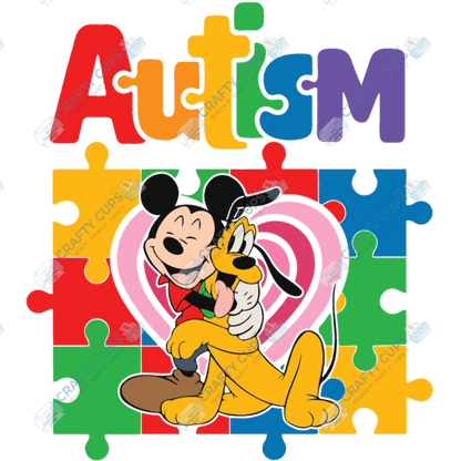 Cartoon Autism Awareness DTF Transfers – Colorful Puzzle Piece Prints for Shirts, Hoodies & Gifts