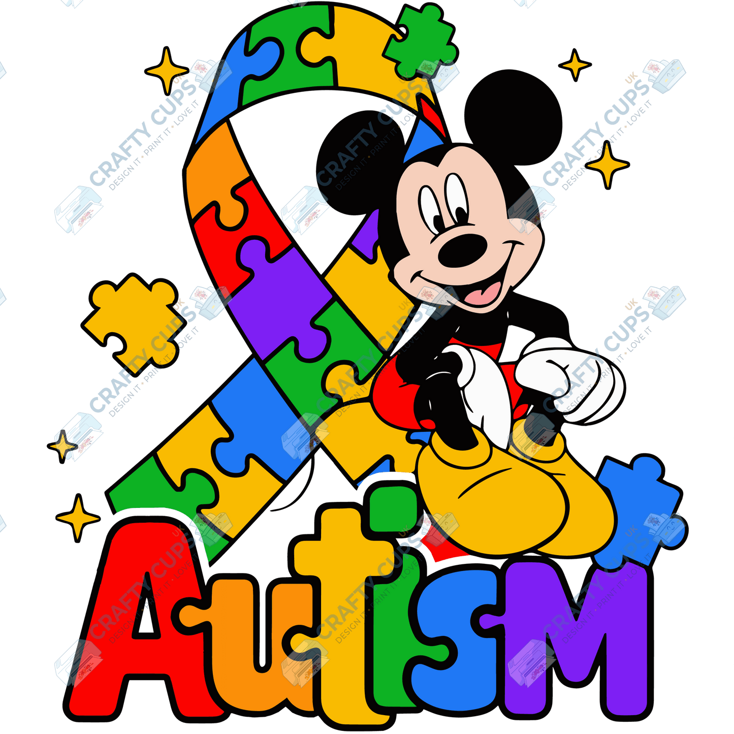 Cartoon Autism Awareness DTF Transfers – Colorful Puzzle Piece Prints for Shirts, Hoodies & Gifts