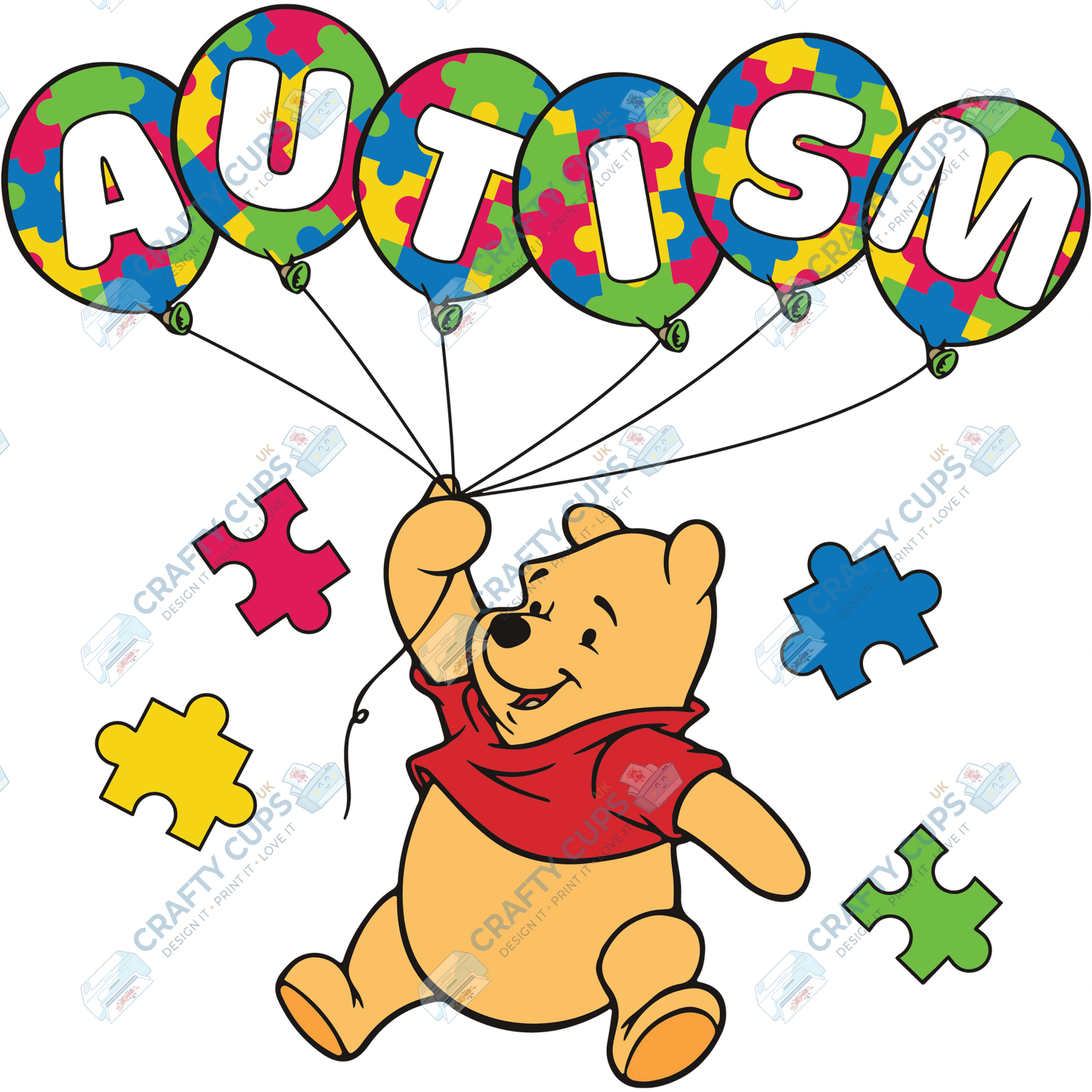 Cartoon Autism Awareness DTF Transfers – Colorful Puzzle Piece Prints for Shirts, Hoodies & Gifts
