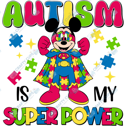 Cartoon Autism Awareness DTF Transfers – Colorful Puzzle Piece Prints for Shirts, Hoodies & Gifts