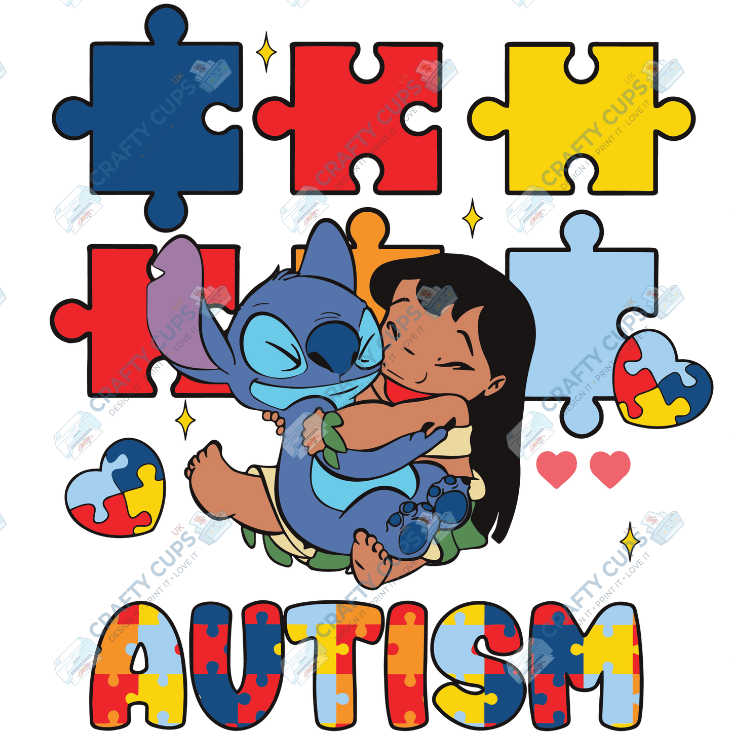 Cartoon Autism Awareness DTF Transfers – Colorful Puzzle Piece Prints for Shirts, Hoodies & Gifts