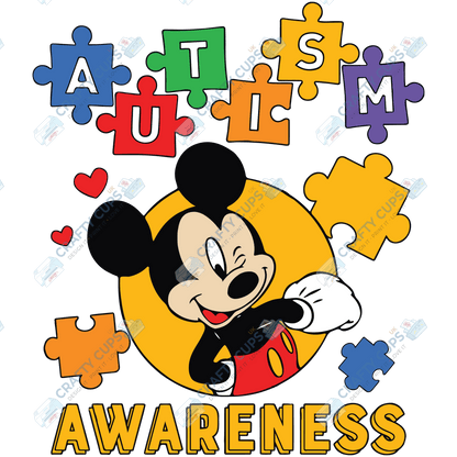 Cartoon Autism Awareness DTF Transfers – Colorful Puzzle Piece Prints for Shirts, Hoodies & Gifts
