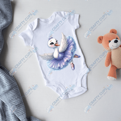 Ballerina Swan DTF Transfers – Elegant Dance Designs for Kids (4"–10")