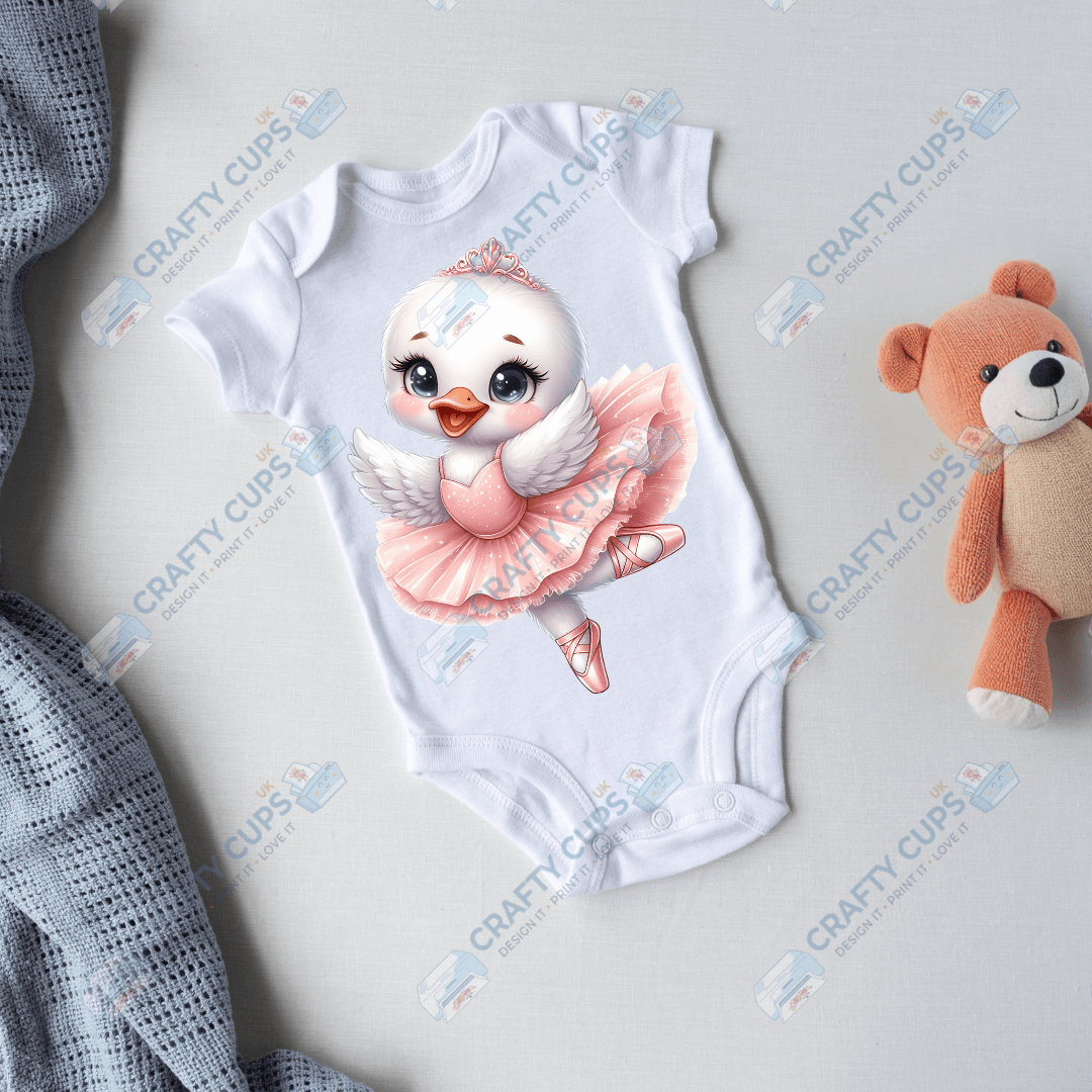 Ballerina Swan DTF Transfers – Elegant Dance Designs for Kids (4"–10")