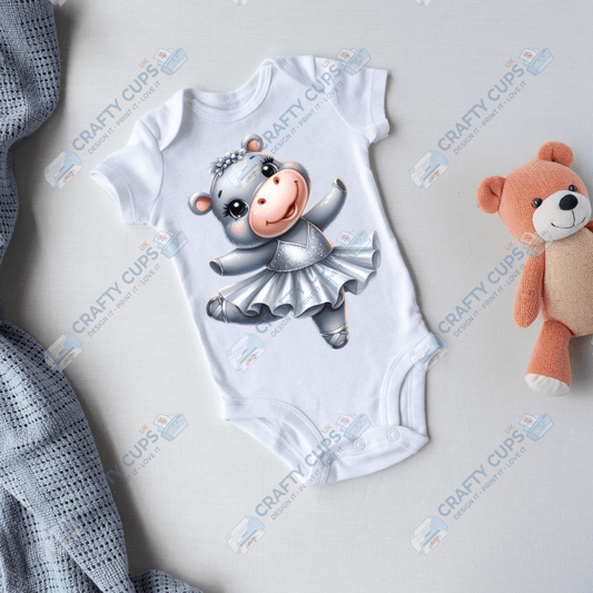 Ballerina Hippos DTF Transfers – Cute Dance Designs for Kids (4"–10")