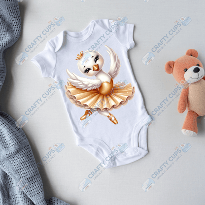 Ballerina Swan DTF Transfers – Elegant Dance Designs for Kids (4"–10")