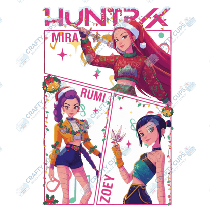 Christmas Demon Hunters DTF Transfer – Festive Anime Style, Various Sizes & Designs, Heat Press Ready