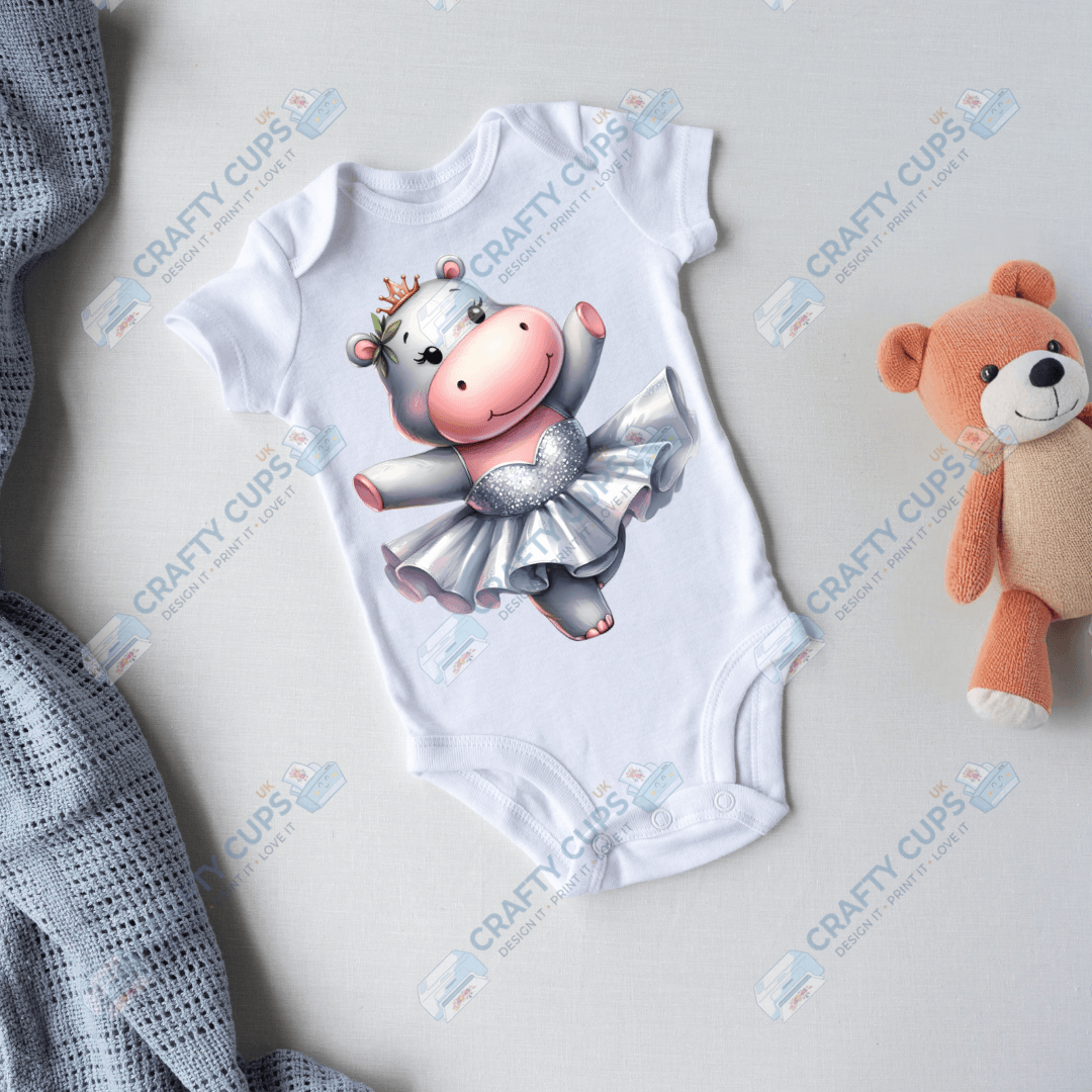 Ballerina Hippos DTF Transfers – Cute Dance Designs for Kids (4"–10")