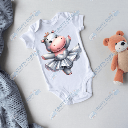 Ballerina Hippos DTF Transfers – Cute Dance Designs for Kids (4"–10")