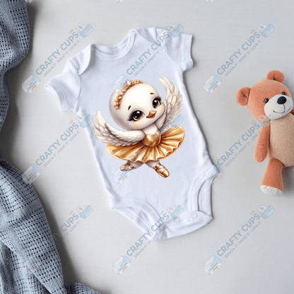 Ballerina Swan DTF Transfers – Elegant Dance Designs for Kids (4"–10")