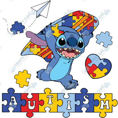 Cartoon Autism Awareness DTF Transfers – Colorful Puzzle Piece Prints for Shirts, Hoodies & Gifts