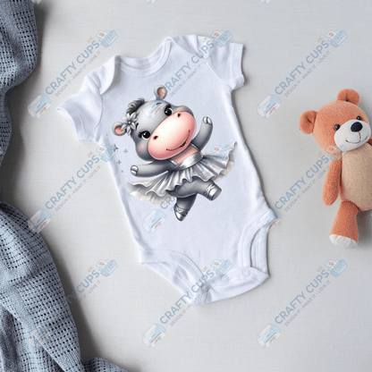 Ballerina Hippos DTF Transfers – Cute Dance Designs for Kids (4"–10")