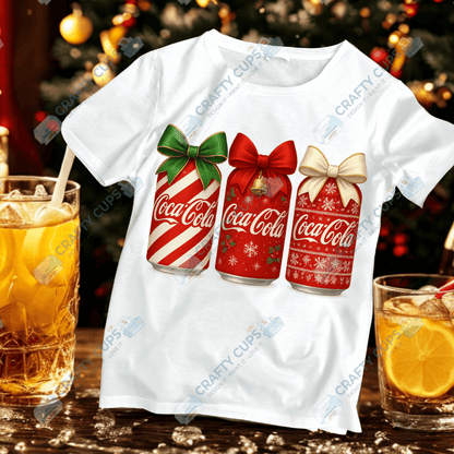 Christmas Soft Drink Can DTF Transfer – Festive Soda Design for Holiday Apparel
