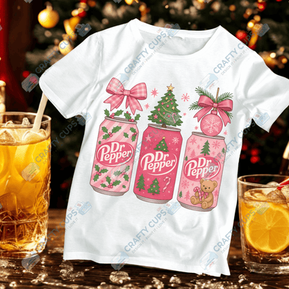 Christmas Soft Drink Can DTF Transfer – Festive Soda Design for Holiday Apparel